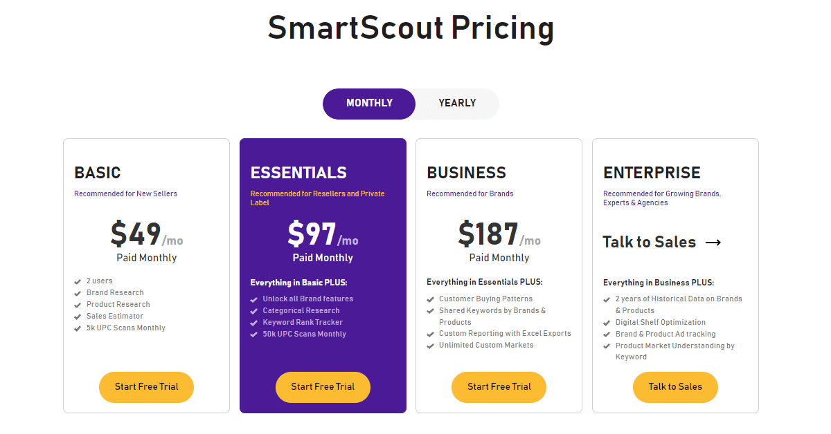 SmartScout Pricing Page